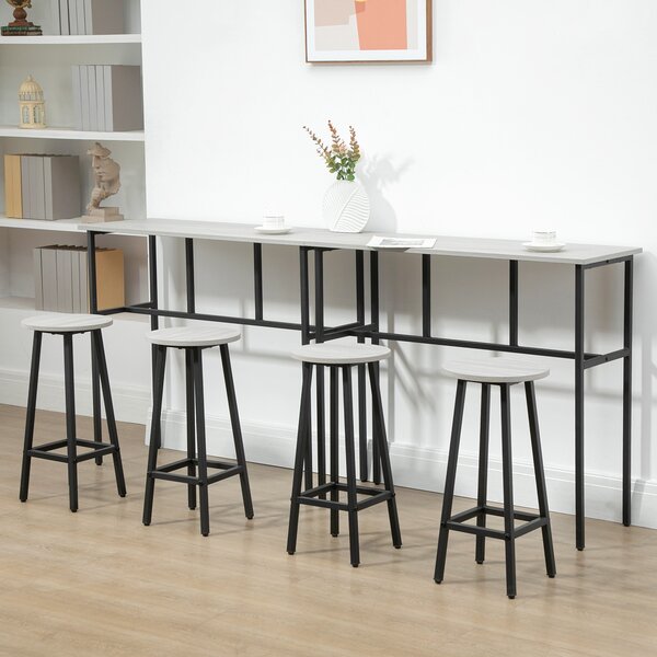 HOMCOM Bar Table and Stools, 2 Breakfast Tables with 4 Stools, Counter Height Dining Tables & Chairs for Kitchen, Living Room, Grey Aosom UK