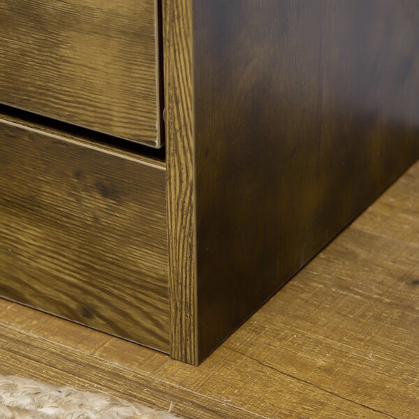 HOMCOM Slim Shoe Cabinet with 2 Flip Doors, 2-Drawer Storage Cupboard, Adjustable Divider, Rustic Brown Aosom UK
