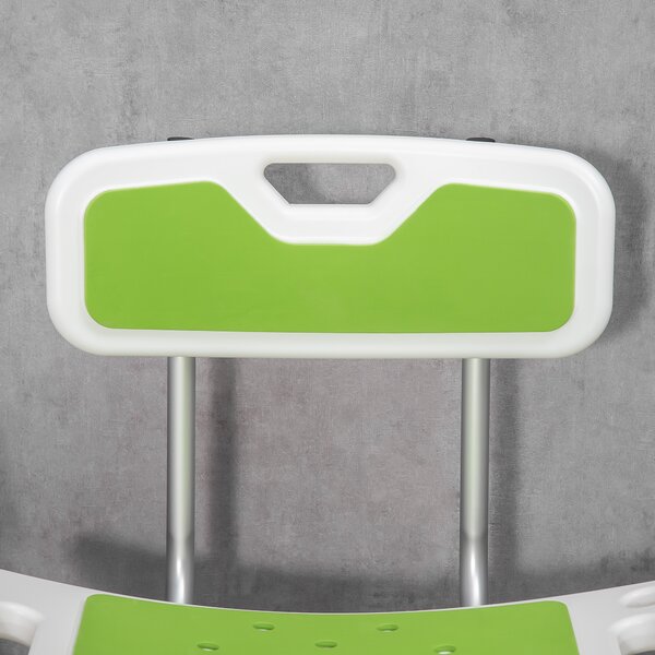 HOMCOM Shower Chair, 6-Level Height Adjustable Shower Stool with Backrest, Curved Seat, Anti-slip Foot Pads, 136kg Capacity, Green