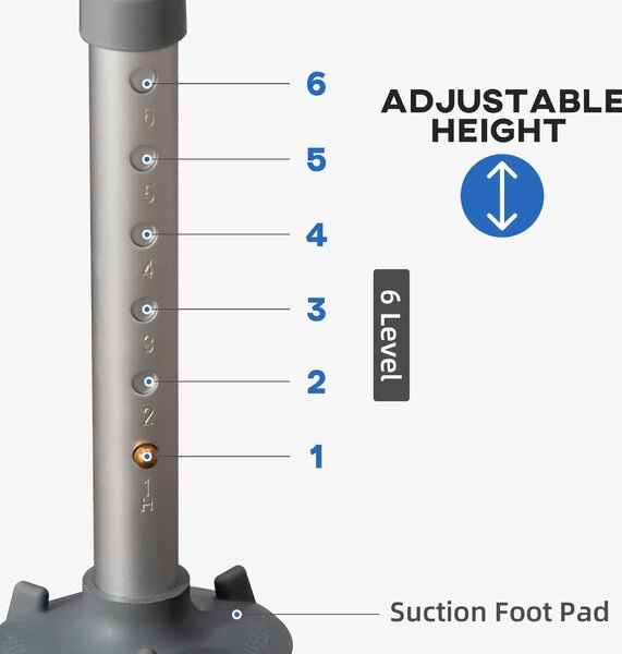 HOMCOM Shower Stools Shower Seat, EVA Padded, Height Adjustable with Back and Arms, 4 Suction Foot Pads, Blue Aosom UK