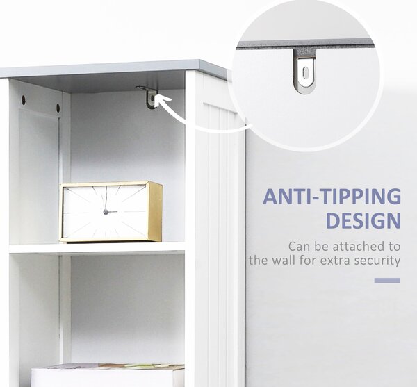 Kleankin Tall Linen Tower Bathroom Cabinet, 3 Tier Shelf with Cupboard & Drawer, Slim Side Freestanding Organizer, White Aosom UK