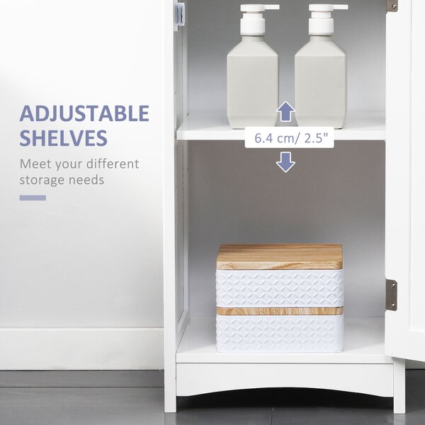Kleankin Tall Linen Tower Bathroom Cabinet, 3 Tier Shelf with Cupboard & Drawer, Slim Side Freestanding Organizer, White Aosom UK