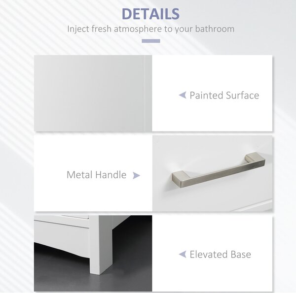 Kleankin Tall Linen Tower Bathroom Cabinet, 3 Tier Shelf with Cupboard & Drawer, Slim Side Freestanding Organizer, White Aosom UK