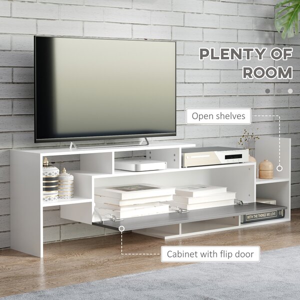 HOMCOM TV Unit w/ Storage for Wall-Mounted 65" TVs or Standing 50" TVs, TV stand set w/ a Wall Shelf & a Cabinet for Bedroom-White & Grey Aosom UK
