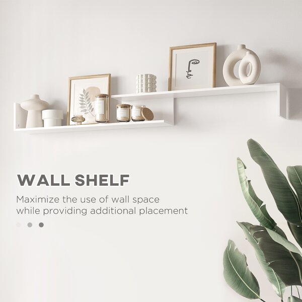 HOMCOM TV Unit w/ Storage for Wall-Mounted 65" TVs or Standing 50" TVs, TV stand set w/ a Wall Shelf & a Cabinet for Bedroom-White & Grey Aosom UK