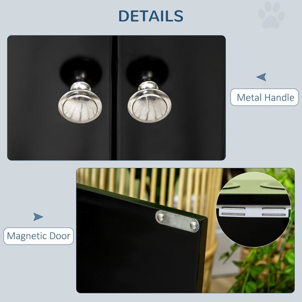 PawHut Pet Feeding Station for Large Dogs, Raised Dog Bowls with Stand, Storage, 2 Stainless Steel Bowls, Black, 60 x 30 x 35.5 cm Aosom UK