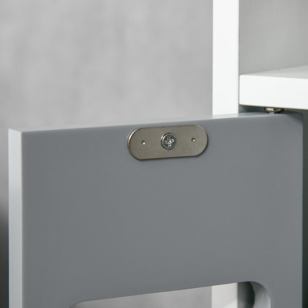 Kleankin Freestanding Bathroom Cabinet, Modern Tall Storage with Open Shelves and 3 Cupboards, for Bedroom Hallway, Grey Aosom UK