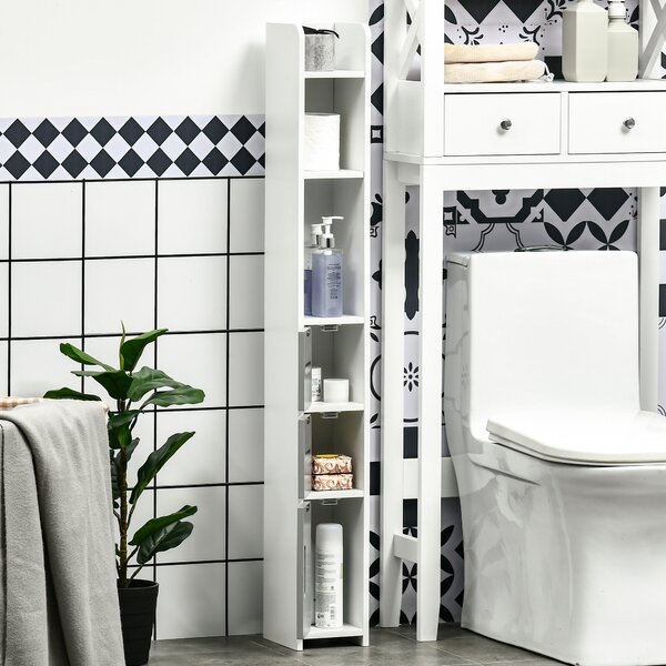 Kleankin Freestanding Bathroom Cabinet, Modern Tall Storage with Open Shelves and 3 Cupboards, for Bedroom Hallway, Grey Aosom UK