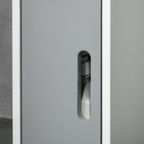 Kleankin Freestanding Bathroom Cabinet, Modern Tall Storage with Open Shelves and 3 Cupboards, for Bedroom Hallway, Grey Aosom UK