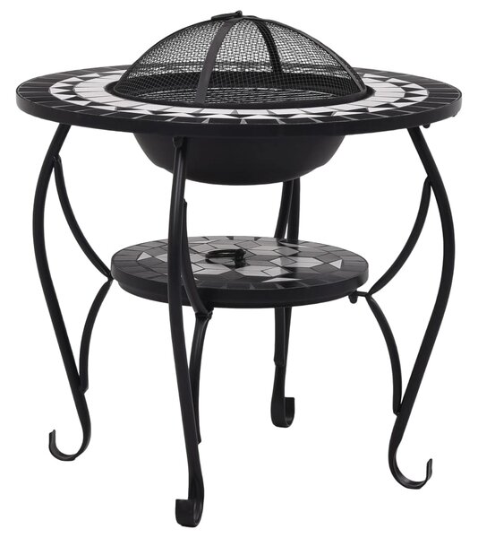 Mosaic Fire Pit Table Black and White 68 cm Ceramic