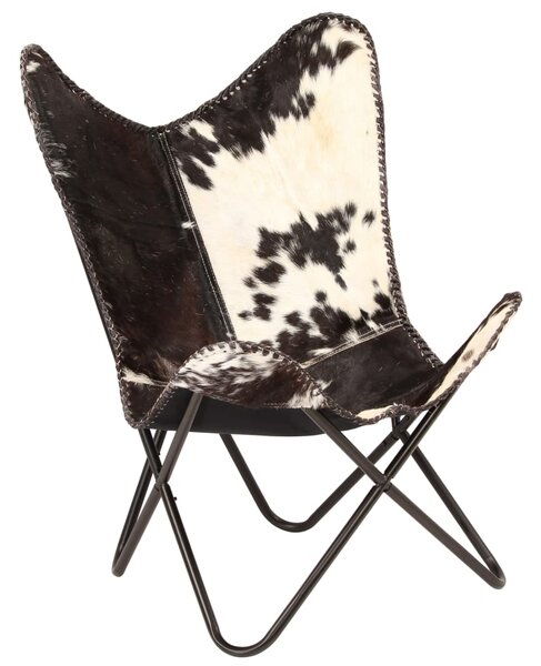 Butterfly Chair Black and White Genuine Goat Leather