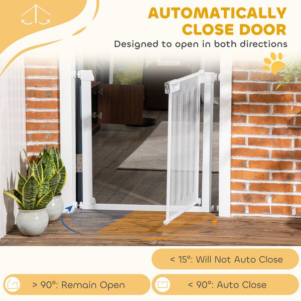 PawHut Pressure Fit Safety Gate for Doors & Stairs, Dog Gate w/ Auto Close, Pet Barrier for Hallways, w/ Double Locking Openings 75-82 cm Aosom UK