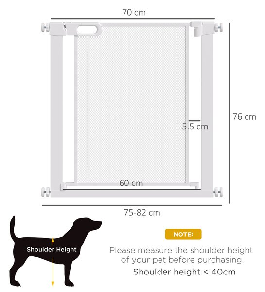 PawHut Pressure Fit Safety Gate for Doors & Stairs, Dog Gate w/ Auto Close, Pet Barrier for Hallways, w/ Double Locking Openings 75-82 cm Aosom UK