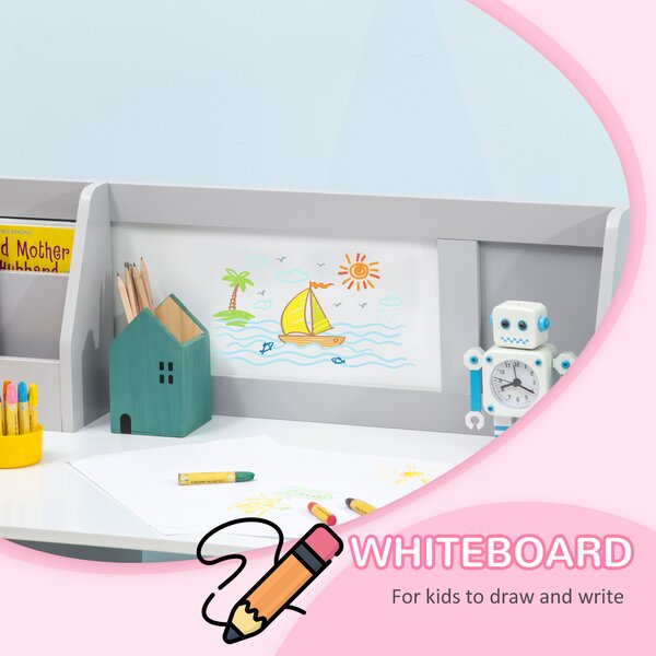 HOMCOM Toddler Activity Station: Table & Chair Set with Dry Erase Top, 2 Piece, Grey Aosom UK