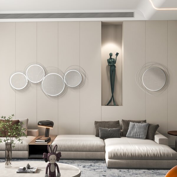 HOMCOM Metallic Artistry: Modern Silver Mirror Wall Sculptures, Decorative Hangings for Living, Dining & Bedrooms Aosom UK