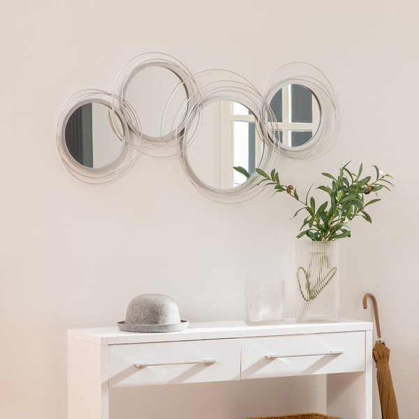 HOMCOM Metallic Artistry: Modern Silver Mirror Wall Sculptures, Decorative Hangings for Living, Dining & Bedrooms Aosom UK