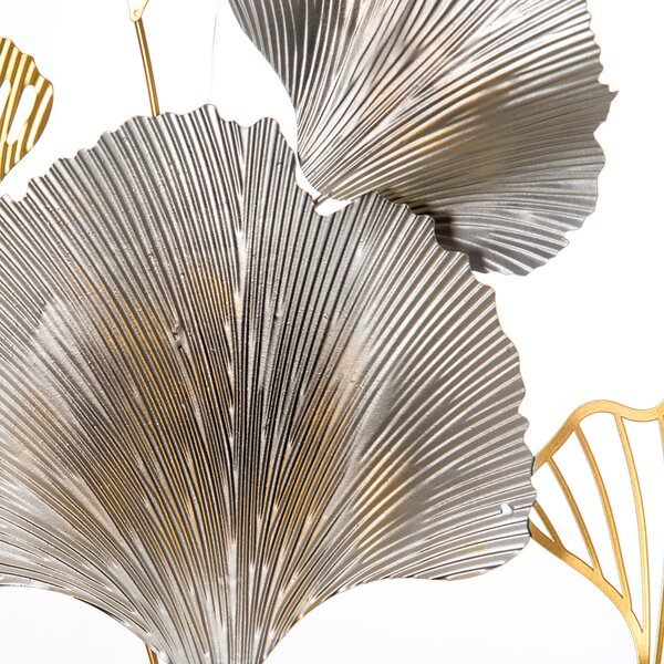 HOMCOM 3D Metal Wall Art Modern Ginkgo Leaves Hanging Wall Sculptures Home Decor for Living Room Bedroom Dining Room, Gold Aosom UK