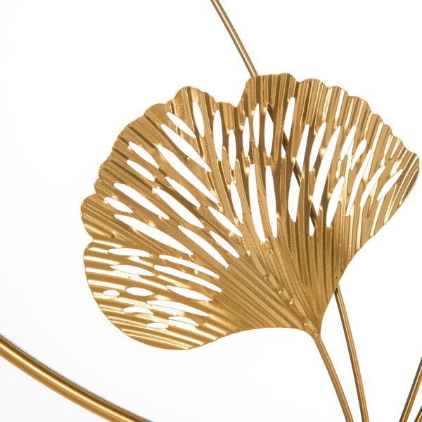 HOMCOM 3D Metal Wall Art Modern Ginkgo Leaves Hanging Wall Sculptures Home Decor for Living Room Bedroom Dining Room, Gold Aosom UK
