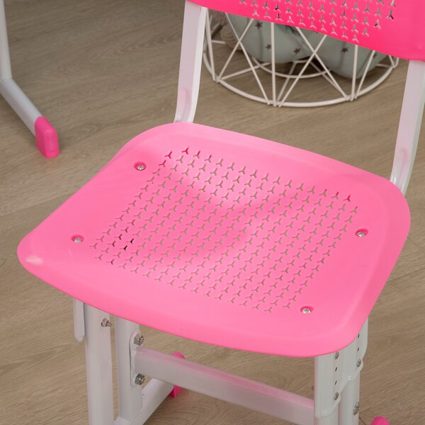 HOMCOM Children's Study Desk and Chair Set, Adjustable Height with Drawer, Bookshelf, Cup Holder & Pen Groove, Pink Aosom UK