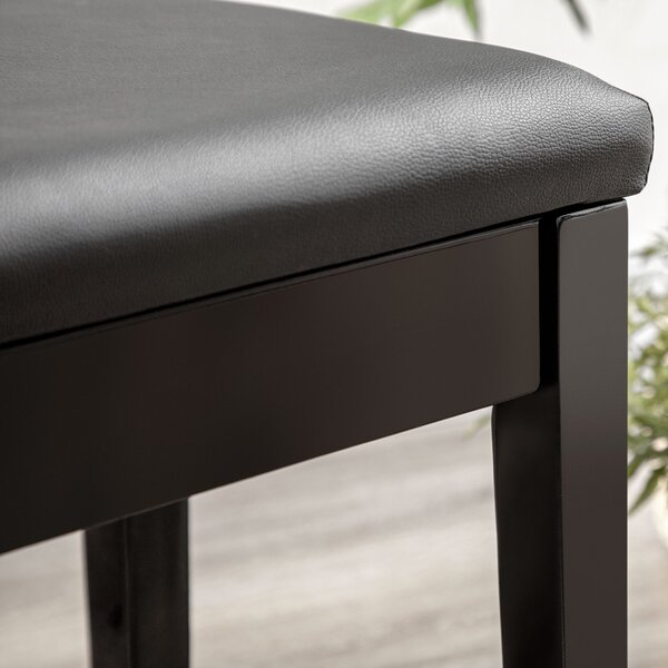 HOMCOM Traditional Piano Seat, Cushioned Keyboard Bench with Rubberwood Legs, Music Storage, Black Aosom UK