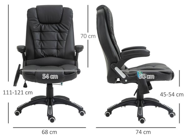 HOMCOM Massage Chair with Heat, High Back PU Leather Executive Office Chair W/ Tilt and Reclining Function, Black Aosom UK