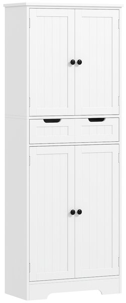 HOMCOM Tall Bathroom Cabinet, Freestanding Storage Cupboard, Bathroom Storage Cabinet with Drawer, Adjustable Shelf and Doors, 60 x 30 x 160 cm, White