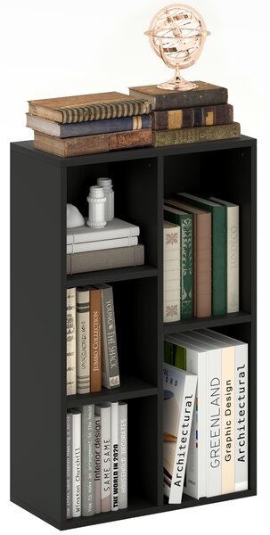 HOMCOM 2-Tier Bookshelf with 5 Compartments - Black