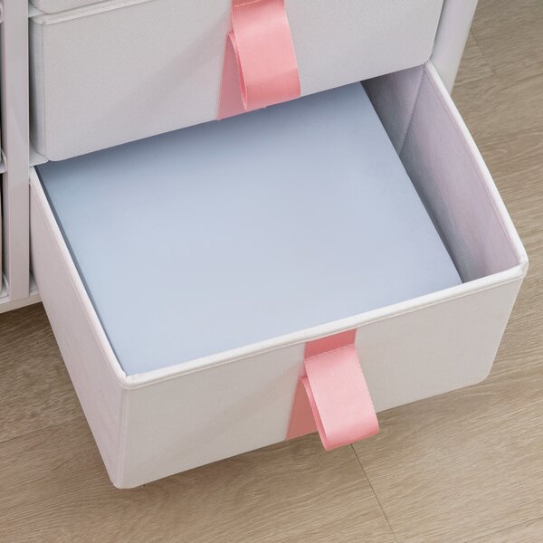 HOMCOM Storage Chest with 6 Fabric Drawers, Metal Frame Dresser with Wooden Top, Organiser for Bedroom or Nursery, Pink Aosom UK