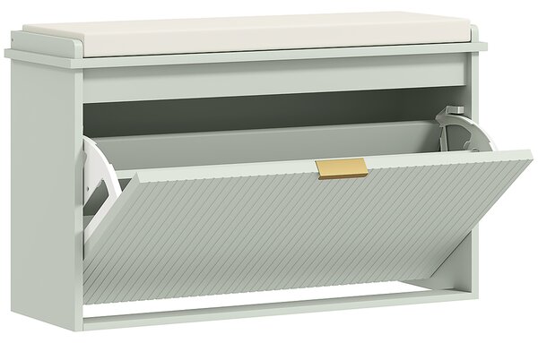HOMCOM Elegant Eight Shoe Bench, with Top Seat - Green