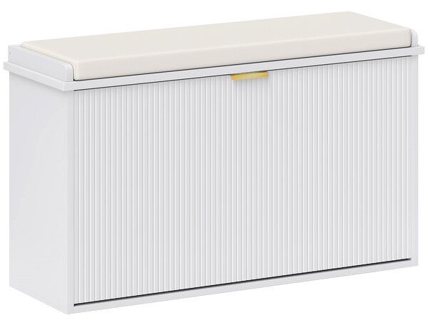 HOMCOM Elegant Eight Shoe Bench with Top Seat, Comfortable Storage for Shoes & Entryway, White Aosom UK
