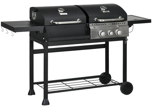 Outsunny Dual Fuel BBQ Grill - Black