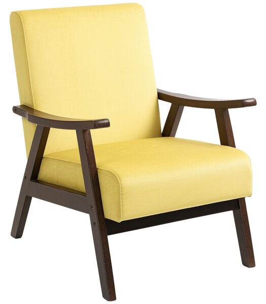 HOMCOM Nordic Accent Chair, Upholstered Velvet Armchair with Solid Wood Frame and Soft Thick Padded for Living Room, Bedroom, Champagne