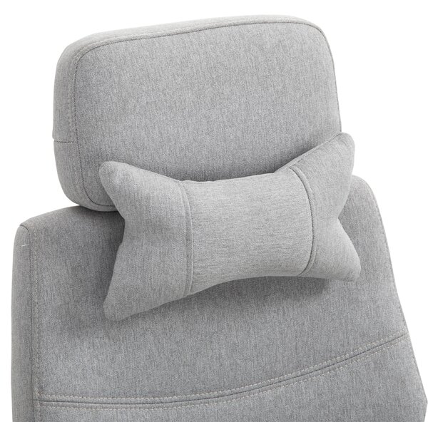 Vinsetto Ergonomic Desk Chair, High Back Fabric Office Chair with Reclining Backrest, Footrest, Neck and Lumbar Pillow, Grey Aosom UK
