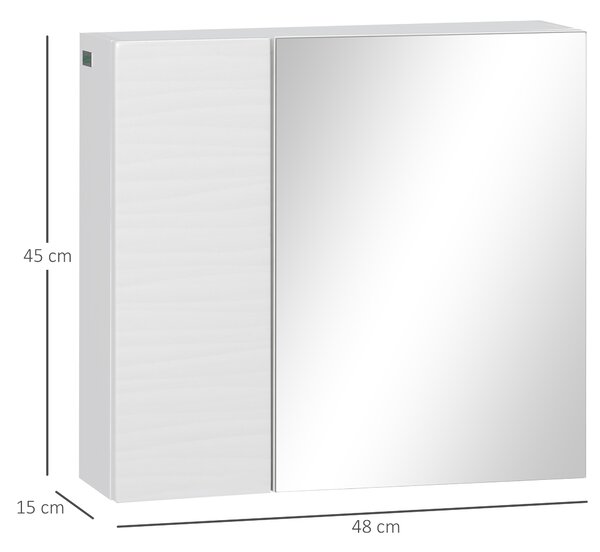 Kleankin Wall-Mounted Mirror Cabinet: Double-Door Design with Adjustable Shelf, Bathroom Cupboard Organizer, White Aosom UK
