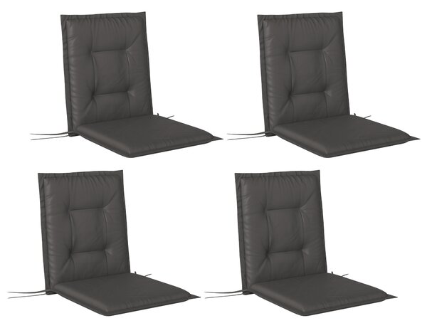 Outsunny Set of Four Padded Garden Seat Cushions - Charcoal Grey