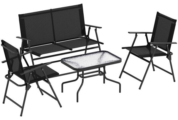 Outsunny 4 Pieces Patio Furniture Set - Black