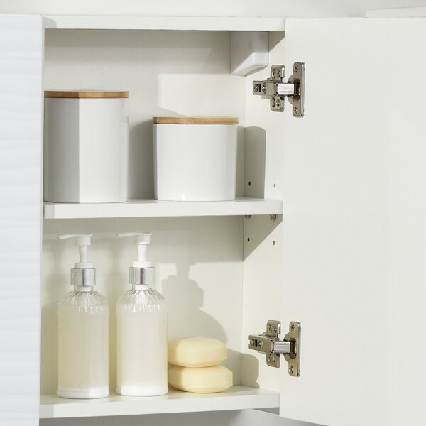 Kleankin Wall-Mounted Mirror Cabinet: Double-Door Design with Adjustable Shelf, Bathroom Cupboard Organizer, White Aosom UK