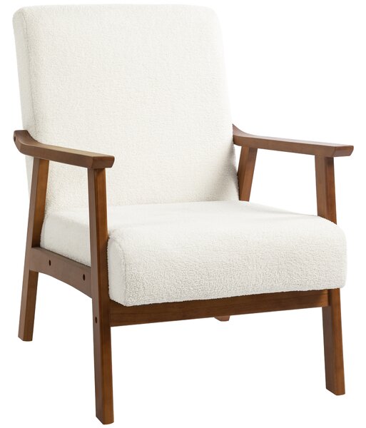 HOMCOM Boucle Seat Mid Century Accent Chair - White Aosom UK