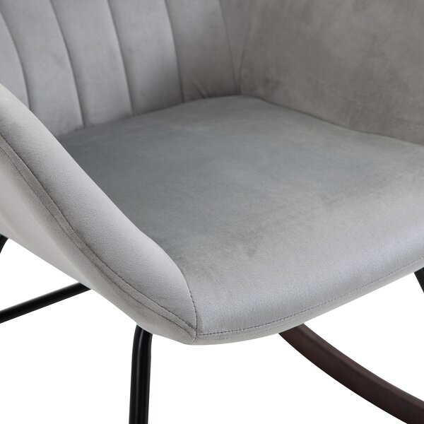HOMCOM Rocking Chair Reading Accent Armchair with Steel Frame Sponge Padded for Living Room, Dining Room, Office, Balcony, Grey and Black Aosom UK