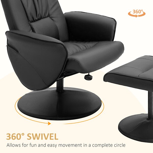 Executive Recliner Chair High Back and Footstool, HOMCOM Armchair Lounge Seat Black Aosom UK