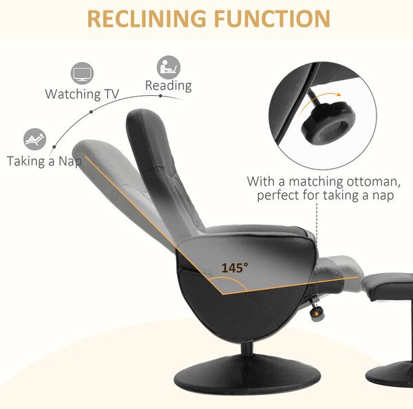 Executive Recliner Chair High Back and Footstool, HOMCOM Armchair Lounge Seat Black Aosom UK