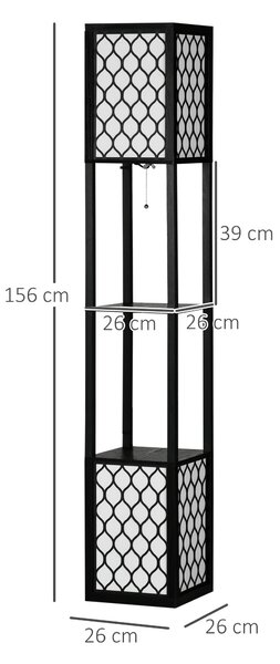 HOMCOM Floor Lamp w/ Shelves, Dual Light, Modern Tall Standing Lamps for Living Room, Bedroom, w/ Pull Chain Switch (Bulb not Included) Aosom UK