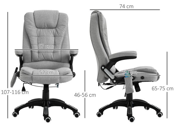 Vinsetto Massage Office Chair w/ 6 Vibration Points, Executive Office Chair, Ergonomic High-Back Design with Swivel Base, Scratch Anti, Light Grey Aosom UK