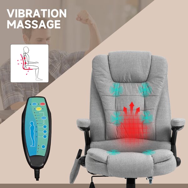 Vinsetto Massage Office Chair w/ 6 Vibration Points, Executive Office Chair, Ergonomic High-Back Design with Swivel Base, Scratch Anti, Light Grey Aosom UK