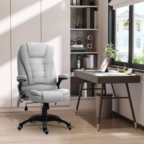Vinsetto Massage Office Chair w/ 6 Vibration Points, Executive Office Chair, Ergonomic High-Back Design with Swivel Base, Scratch Anti, Light Grey Aosom UK