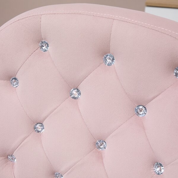 Vinsetto Ergonomic Desk Chair 360° Swivel Diamond Tufted Home Work Velour Padded Base 5 Castor Wheels, Pink Aosom UK