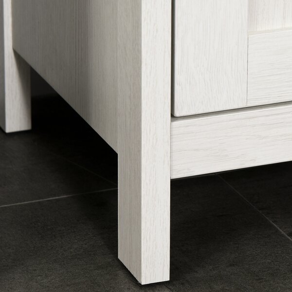 Kleankin Narrow Bathroom Cabinet, Tall Storage Unit with 3 Shelves, Adjustable Interior Shelf, Vintage White Aosom UK