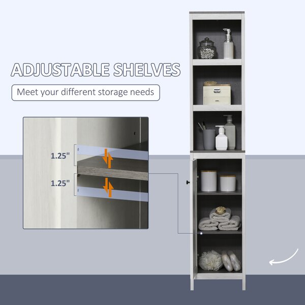 Kleankin Narrow Bathroom Cabinet, Tall Storage Unit with 3 Shelves, Adjustable Interior Shelf, Vintage White Aosom UK