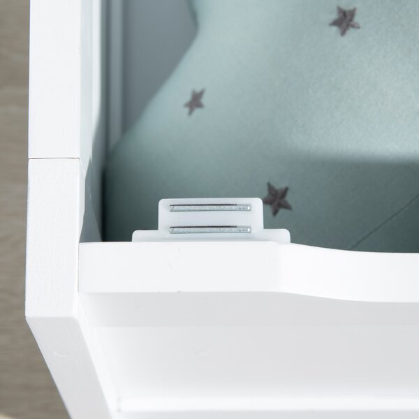 ZONEKIZ 2-IN-1 Wooden Toy Box, Kids Storage Bench Toy Chest with Safety Pneumatic Rod, Star & Moon Pattern, Grey Aosom UK