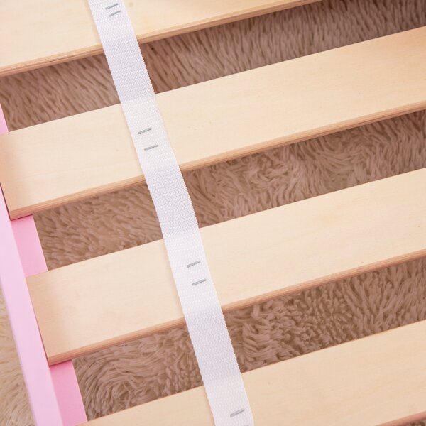 ZONEKIZ Princess-Themed Toddler Bed with Safety Side Rails and Slats, Cute Patterns, Kids Bedroom Furniture, Pink, 143 x 74 x 59 cm Aosom UK